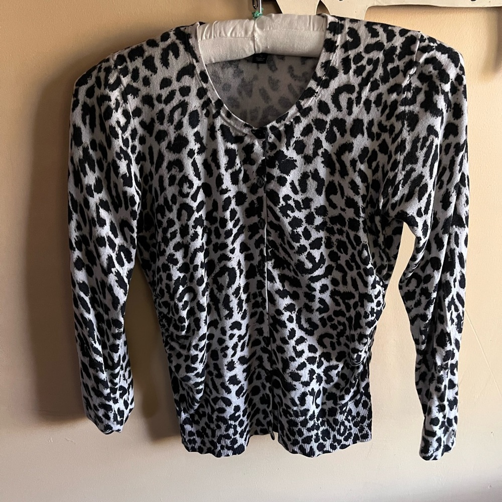 Leopard print silk-cotton-cashmere cardigan